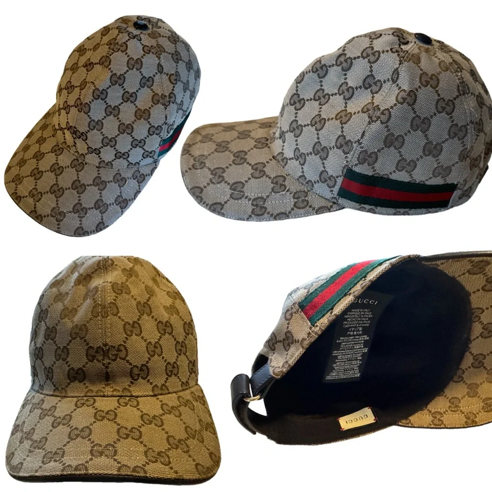 GUCCI Original GG Supreme Sherry Line Canvas Baseball Cap Beige. Authent… - Picture 3 of 12